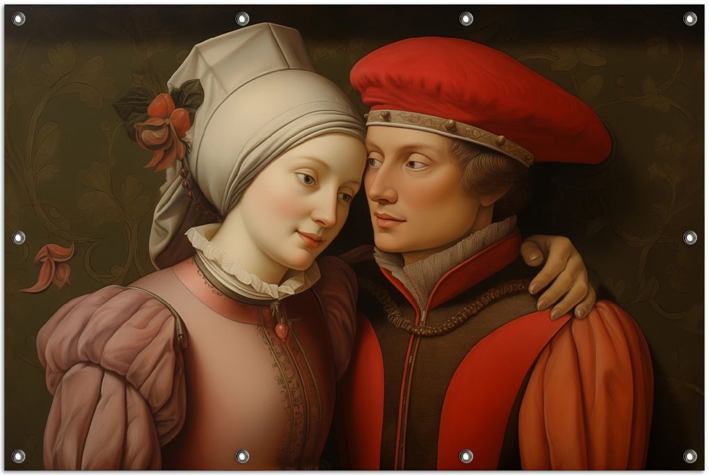 Wallario Outdoor-Poster für Garten oder Balkon, Motiv Zeitlose Zuneigung, in ca. 100 x 150 cm