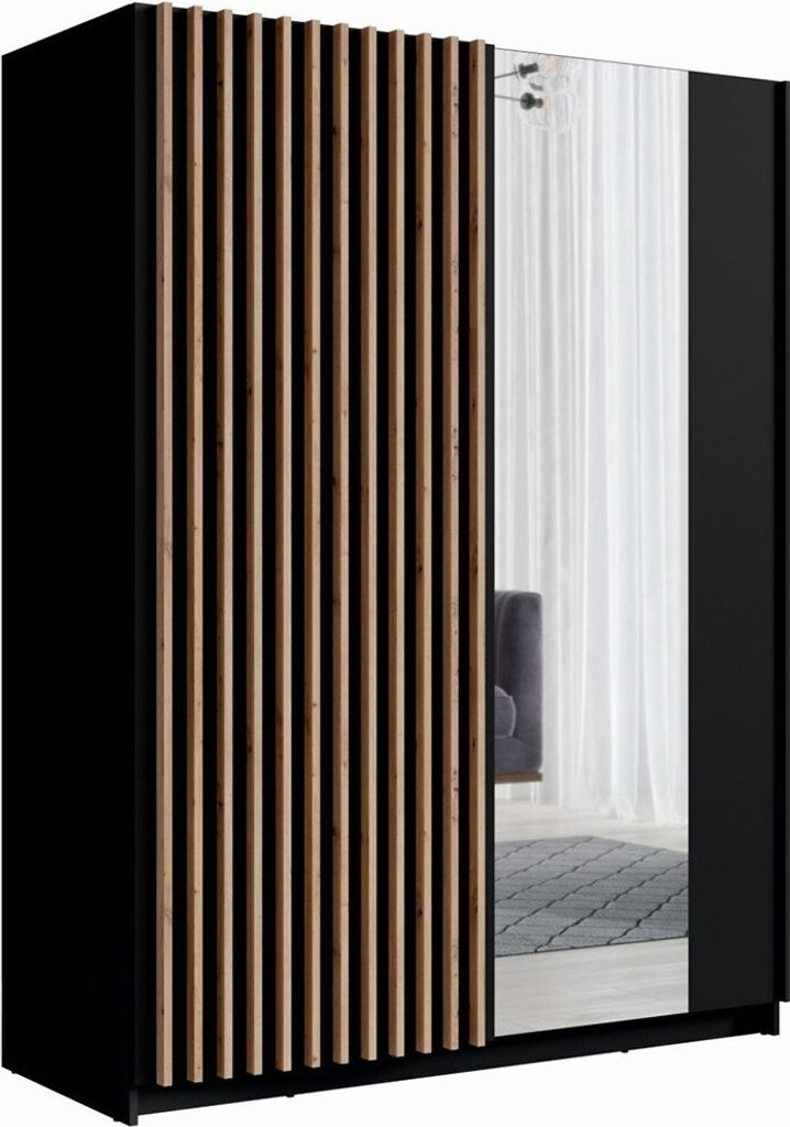 Meublorama MK-DALIA-D5-U12001_R20315-III10-B*3C/134KG, 4 Regale, 2 Tür(en), Schwarz, MDF-Platten, 630 mm, 1500 mm