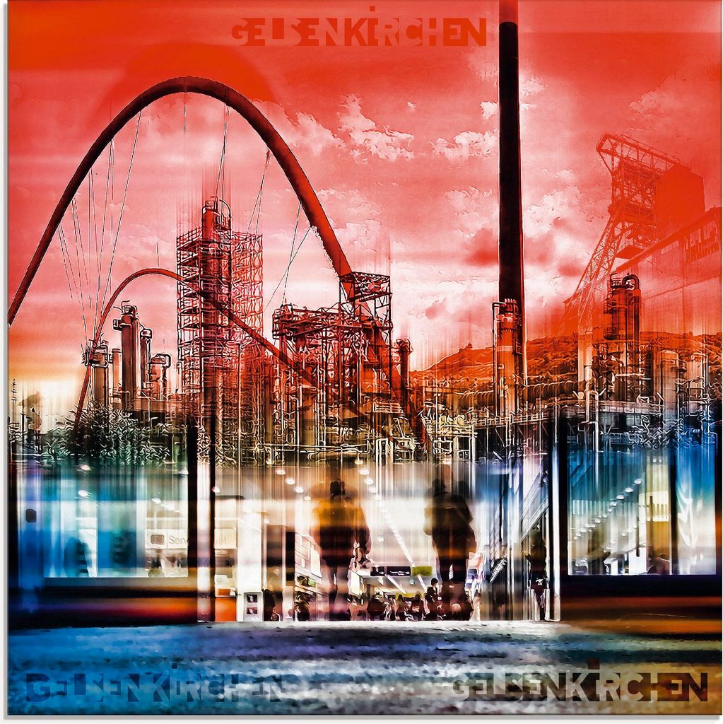ARTland Glasbild Gelsenkirchen Skyline Collage 01 Größe: 30x30 cm
