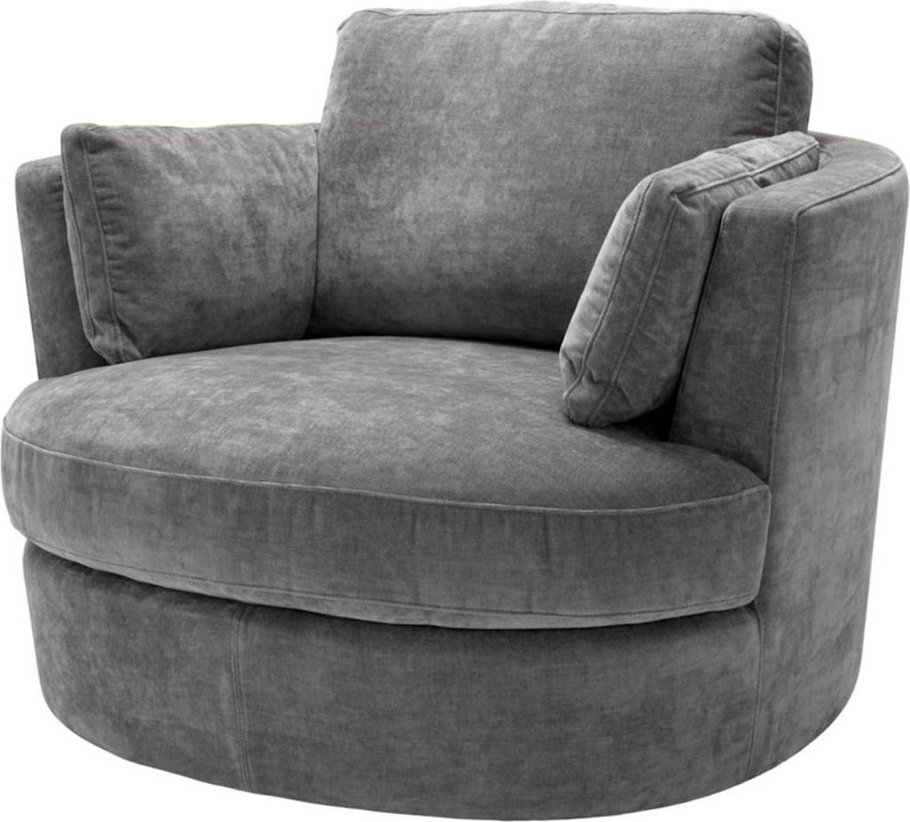 Casa Padrino Luxus Sessel / Drehsessel Grau 110 x 100 x H. 70 cm - Wohnzimmermöbel