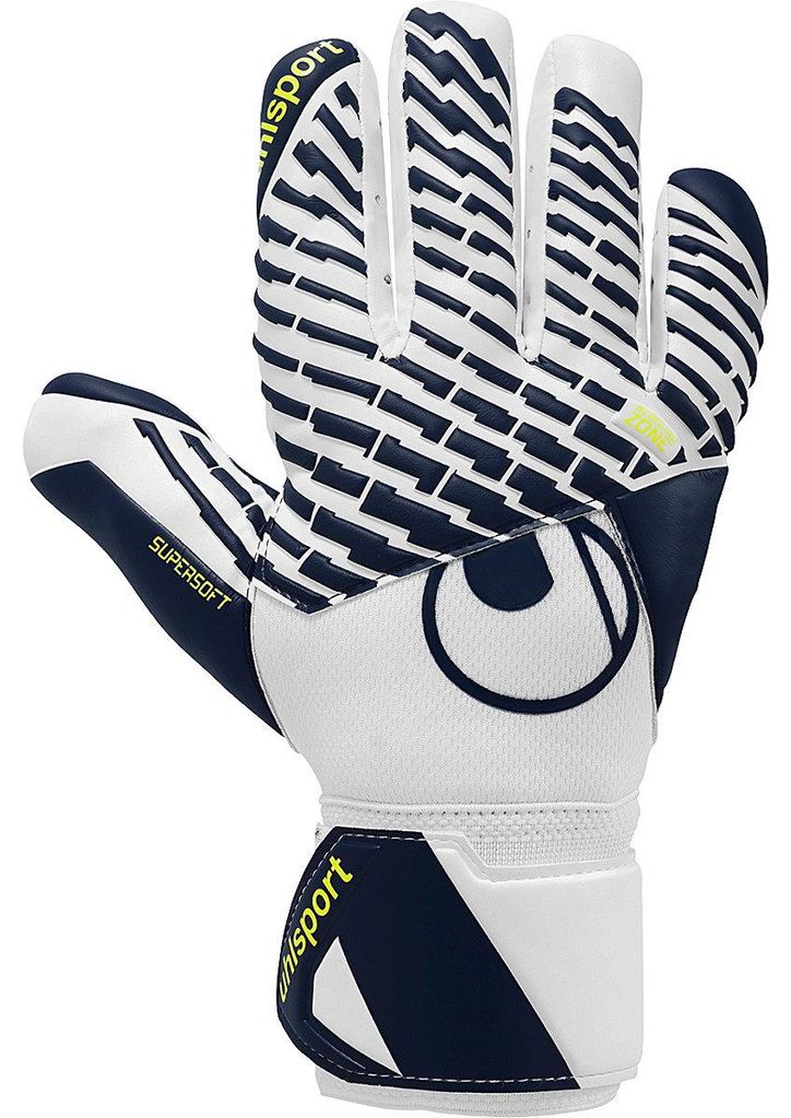 Uhlsport Fangmaschine Supersoft Hn Torwarthandschuhe - Weiß / Marine / Neongelb | Größe: 10