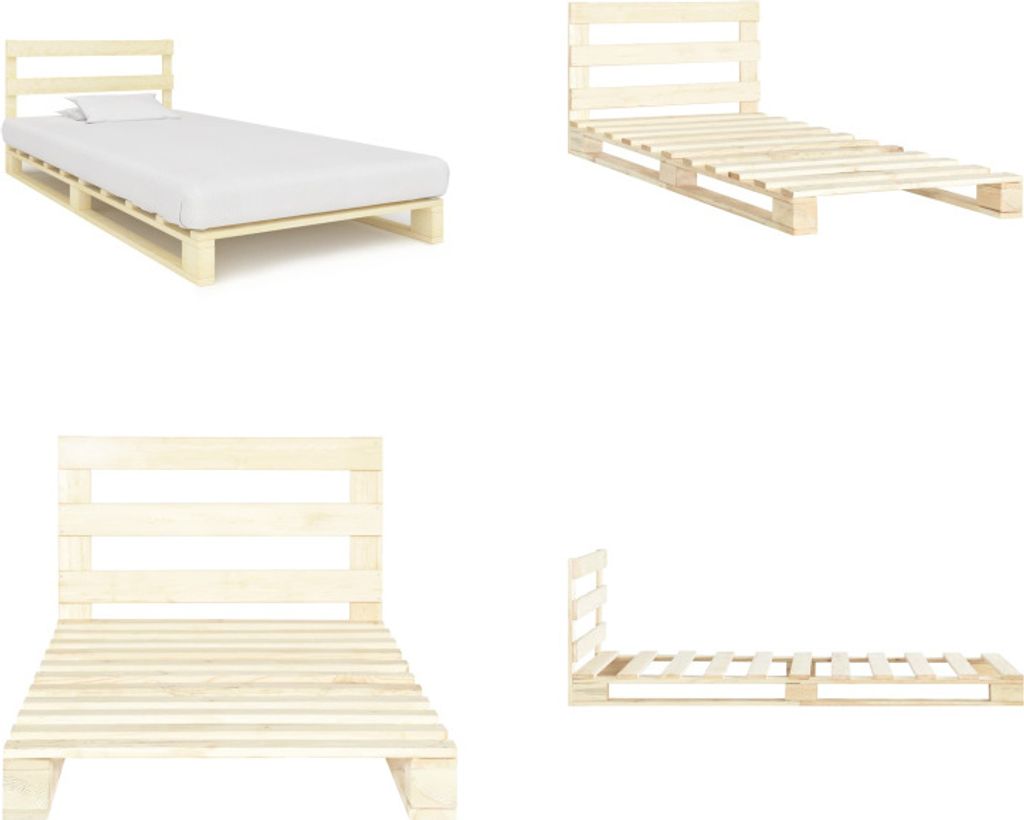 vidaXL Palettenbett Massivholz Kiefer 90×200 cm - Produktbild 