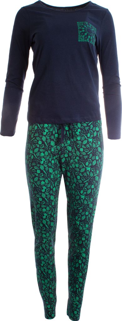 Damen Pyjama Schlafanzug 2-teilig mit Hose & Oberteil Grün Produktbild 