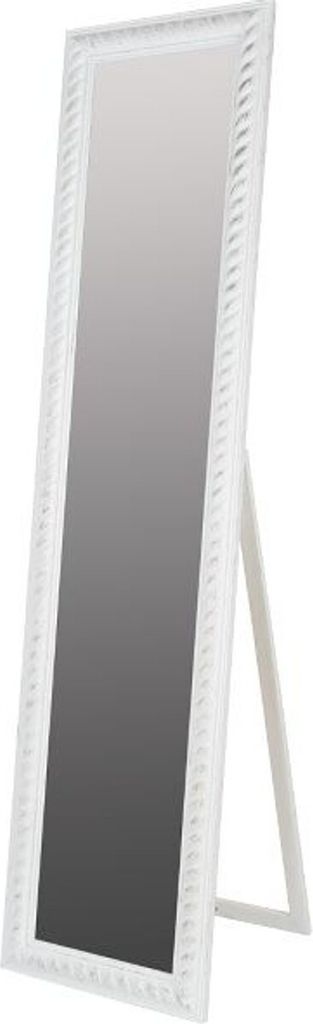Casa Padrino Barock Standspiegel Weiss mit wunderschönem antik-weißem Kordelrahmen H. 180 cm - Handgefertigt