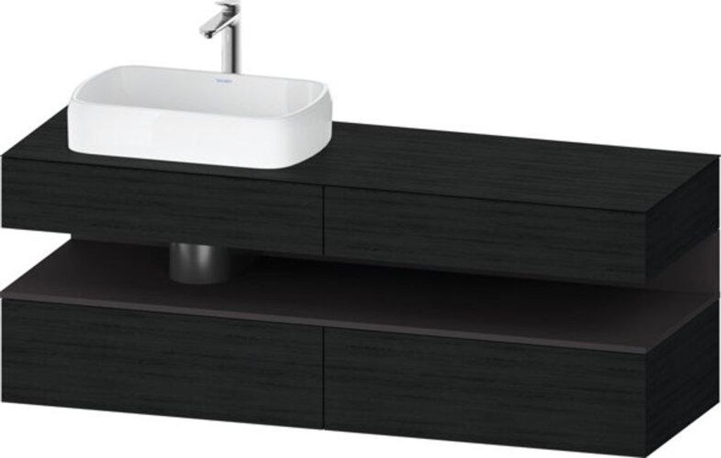 Duravit Qatego Konsolenwaschtischunterbau, 2 Auszüge, 2 Schubkästen, Ausschnitt links, 1600x550x600mm, Nische Graphit Supermatt, QA4777080160010