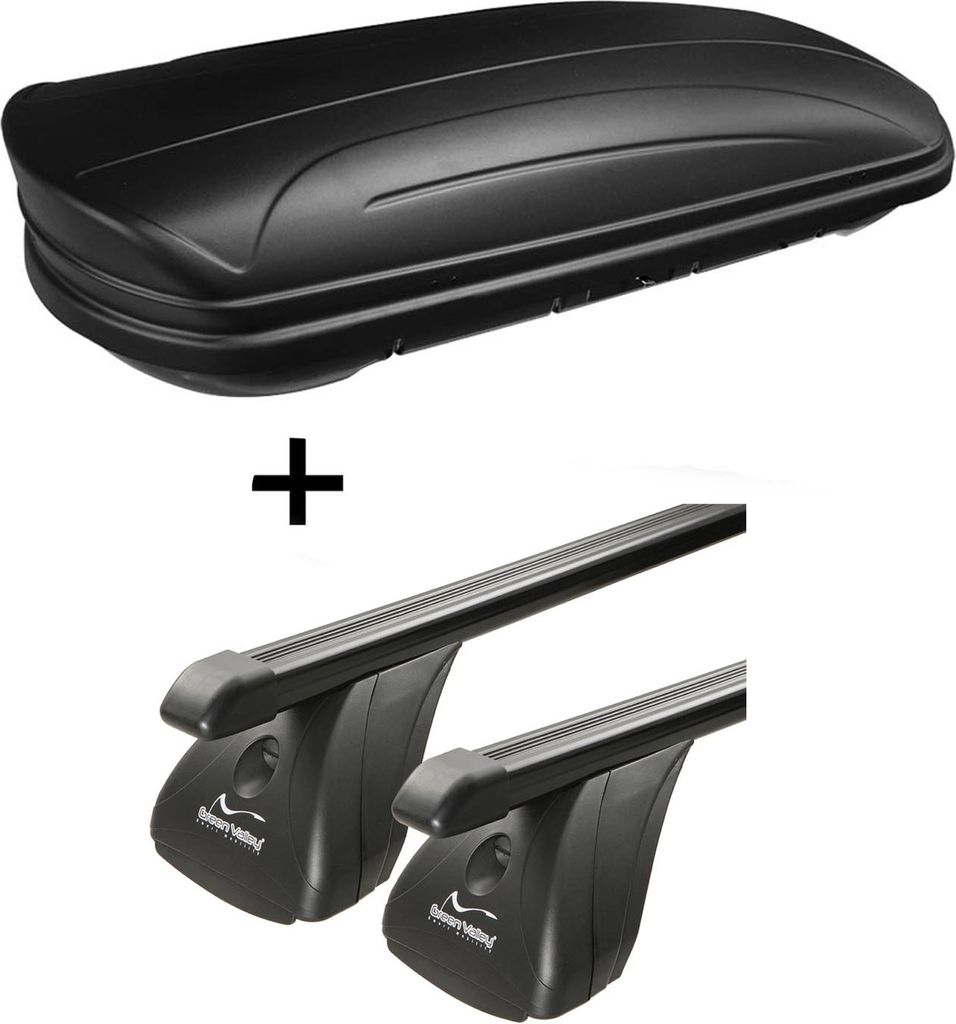 Dachbox VDPMAA320 320Ltr abschließbar schwarz matt + Stahl Dachträger Aurilis VDP kompatibel mit für Kia Cee'd II (3-5Türer) ab 2012