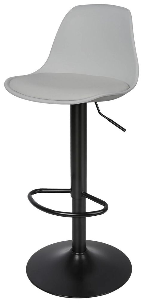 2er Set Barhocker - Drehbarer Barstuhl - Höhenverstellbar mit Gaslift - Gepolsterter Kunstleder-Sitz - Metallgestell - Hellgrau