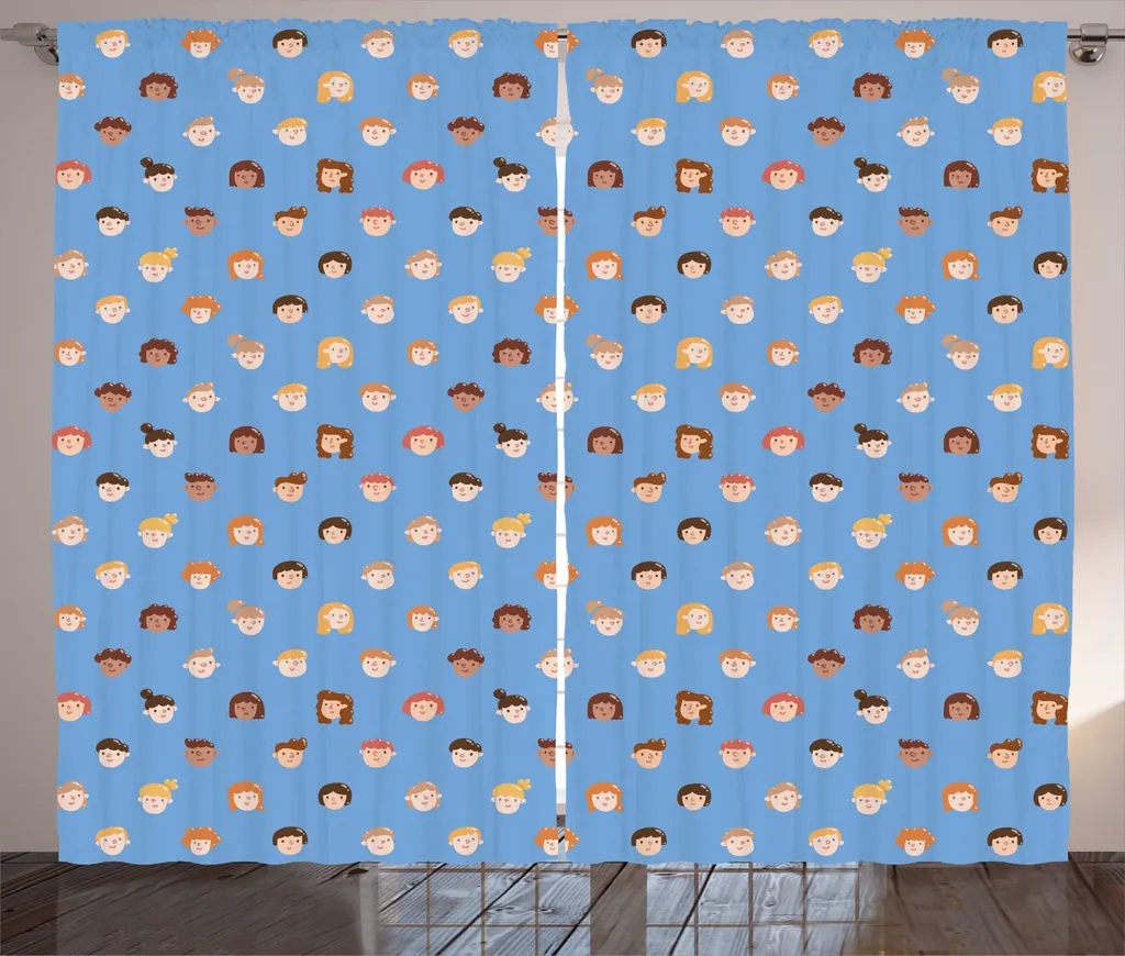 Rideau Occultant Partiel Anti-Regard pour Salon Enfantin 280x225cm Bleu