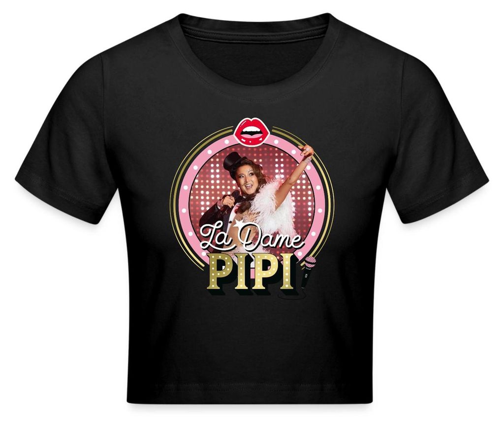 Spreadshirt Emily In Paris Mindy La Dame Pipi Crop Top, L, Schwarz