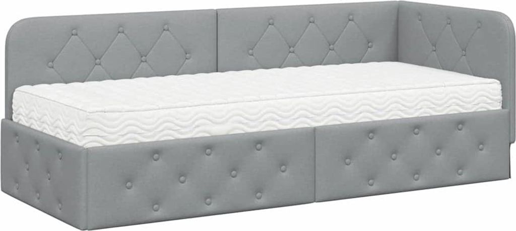 vidaXL Eckbettgestell Hellgrau 80 x 200 cm Stoff