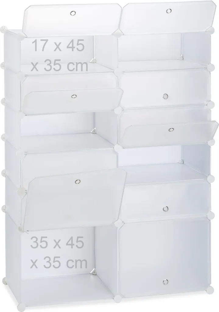 Étagère à chaussures 12 compartiments en plastique modulable blanc