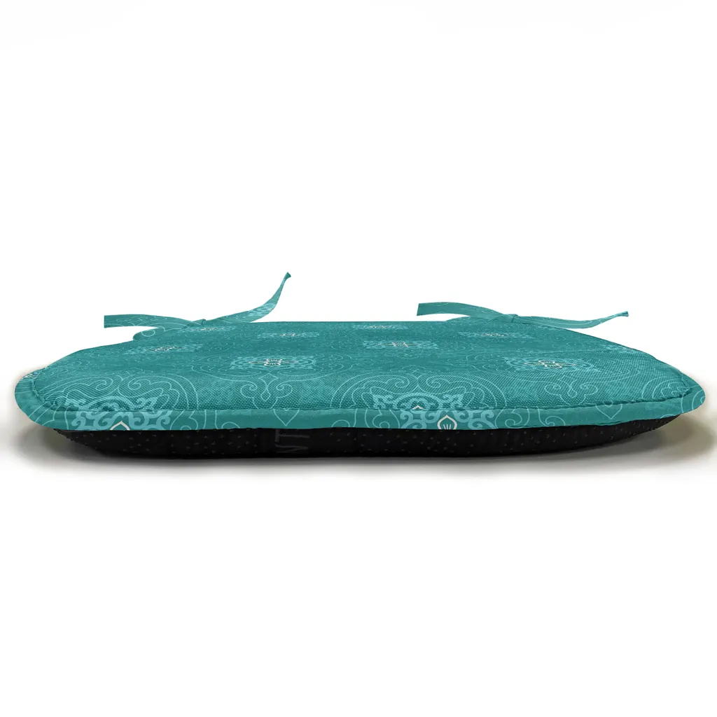 ABAKUHAUS Cuscini marocchini per sedie da sala da pranzo, motivi orientali senza tempo, cuscini decorativi impermeabili con cinturini per sedie da cucina, 40 cm x 40 cm, confezione da 4, verde acqua, azzurro, bianco - 3