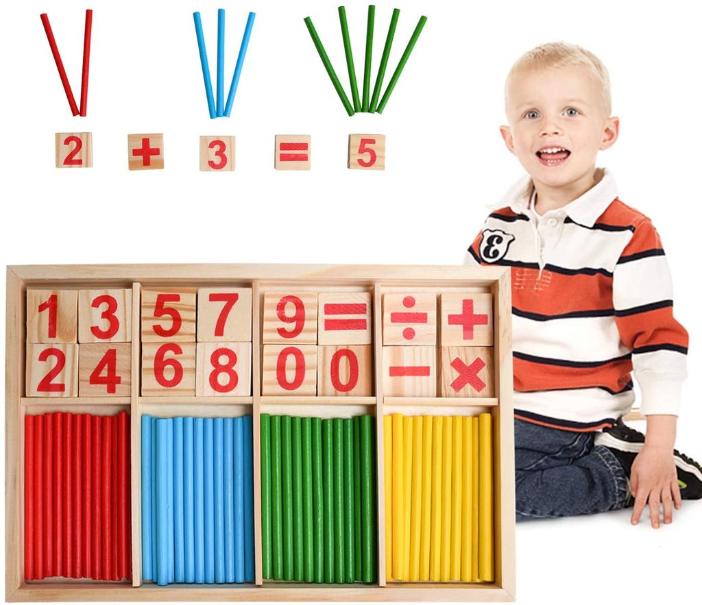 Buntes mathematisches Montessori Lernspielzeug für Kinder Stick & Blocks 