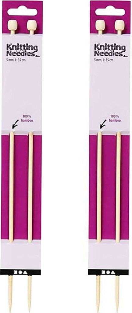 4 Bambus-Stricknadeln 35 cm - Ø 5 mm