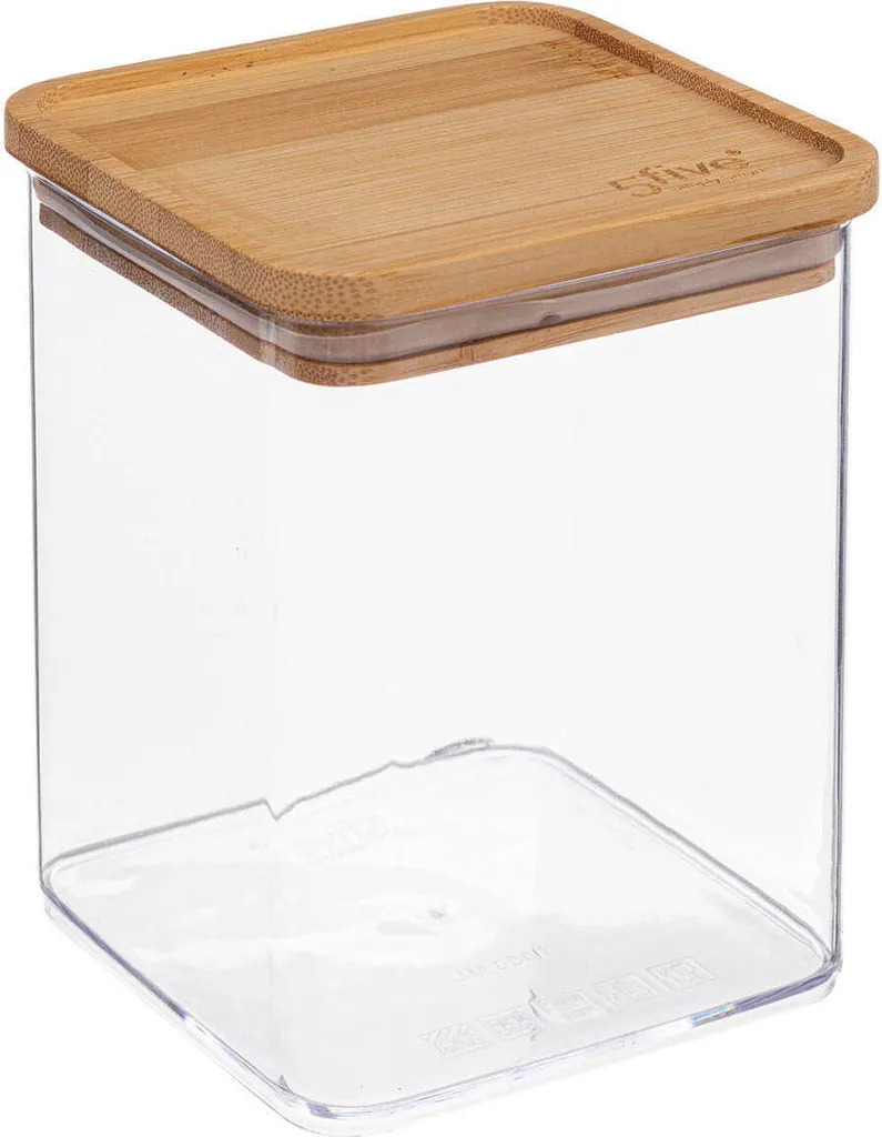 Scatola Quadrata Eske 1L con Coperchio in Bambù | Contenitore Cucina Ermetico