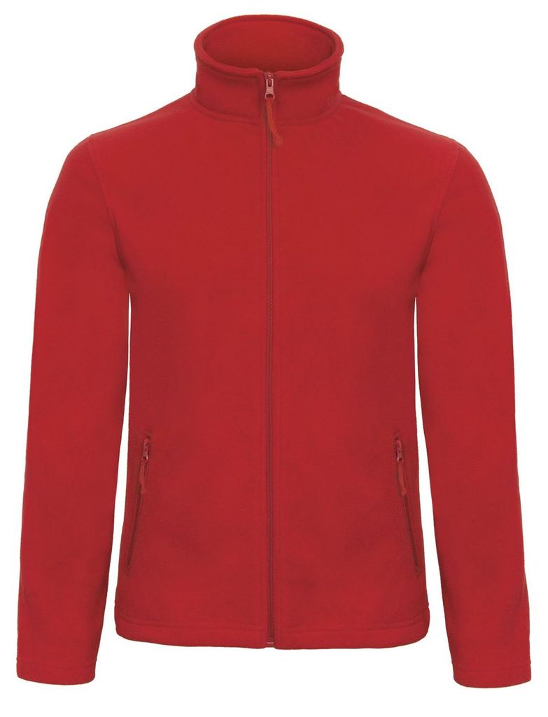 B&C - "ID.501" Fleecejacke Durchgehender Reißverschluss für Herren FK2753 (S) (Rot)