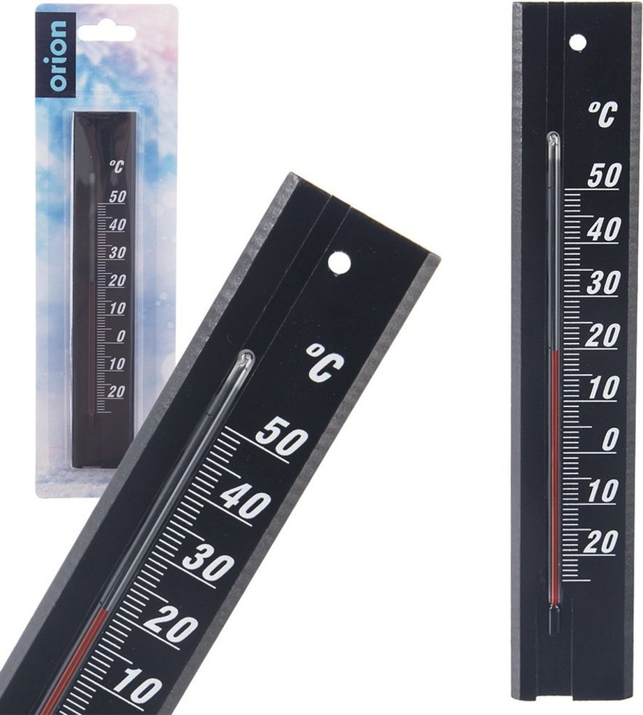 Orion Thermometer Außenthermometer Innenthermometer Zimmerthermometer Wandthermometer aus Holz schwarz