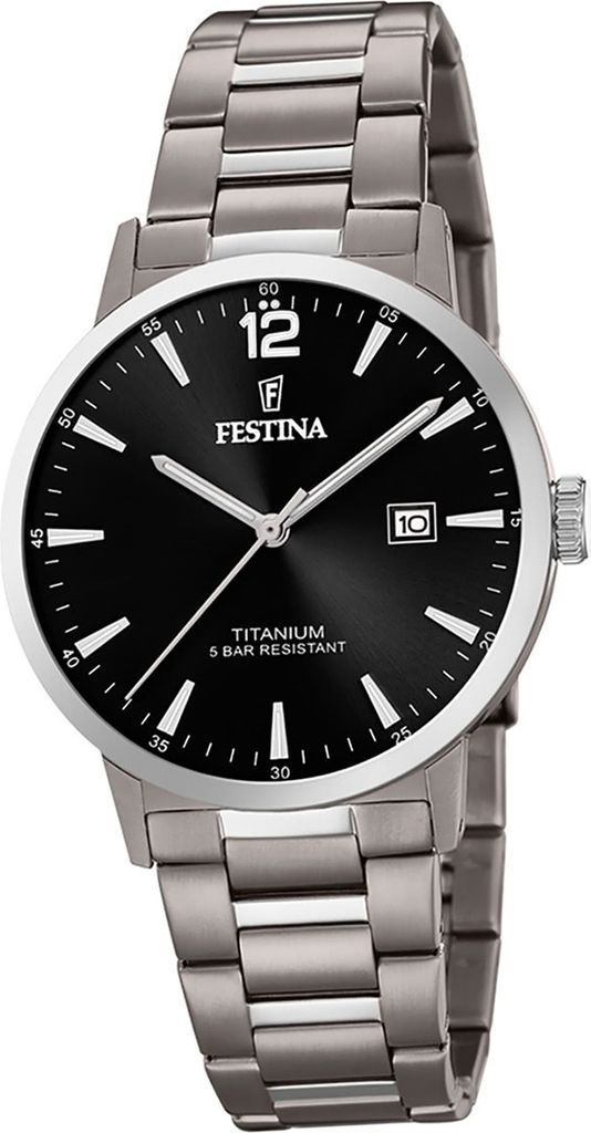 Festina Titan Herren Uhr F20435/3 Analog Armband-Uhr silber Klassik D2UF20435/3