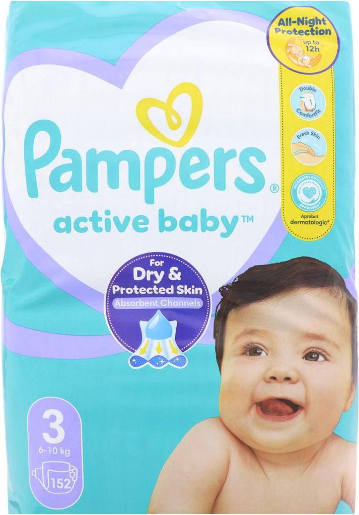 PAMPERS Active Baby Couches jetables 3 (6-10 kg) 152 pcs - Image du produit 