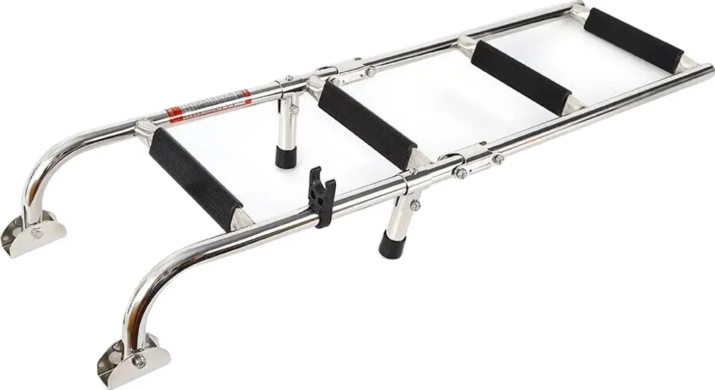 Échelle de bateau 4 marches en acier inoxydable argenté poli miroir
