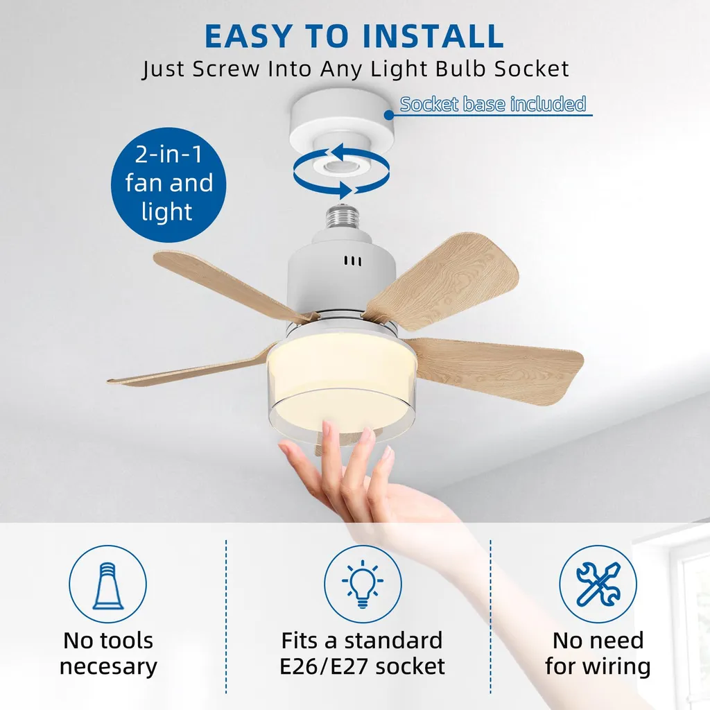 Ventilateur de plafond AIORBER avec éclairage LED et télécommande bois - 3