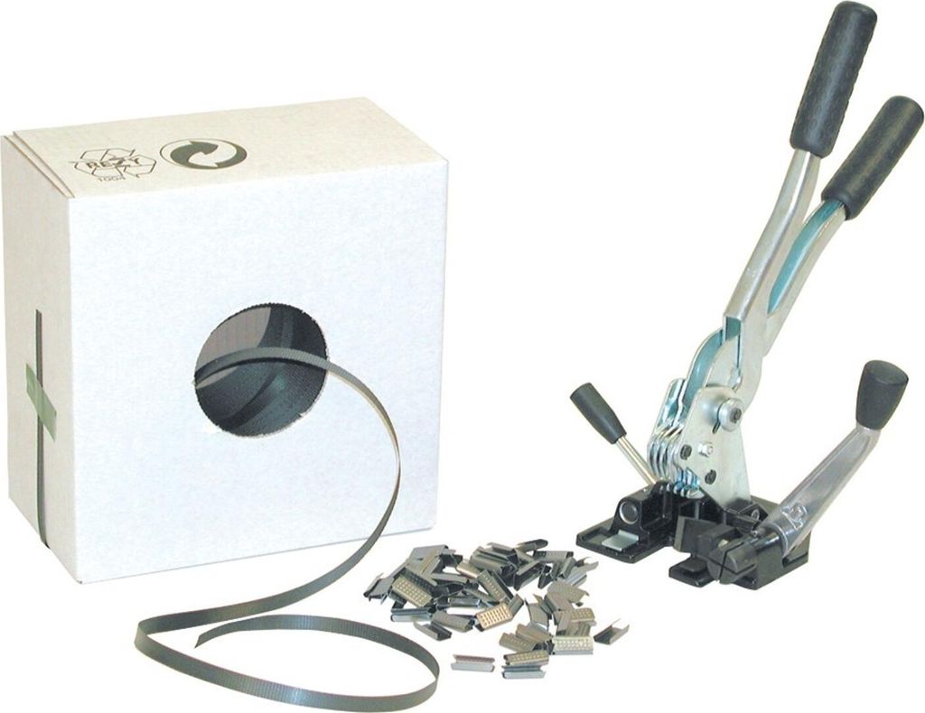 Umreifungs-Set - Bandbreite 13 mm - einteiliges Spann- und Verschlussgerät - 1.000 m PP Kunststoffband