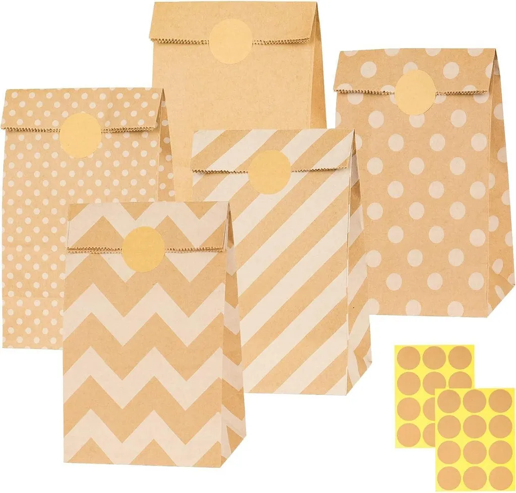 Sacs de Noël pour calendrier de l'Avent 20 sacs kraft et autocollants