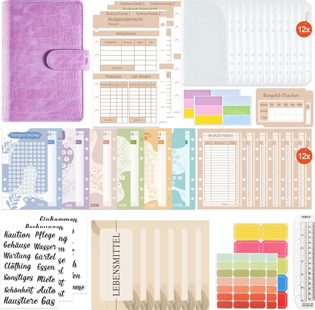 Budgetplaner Deutsch - Budgetplaner Deutsch Startset - Finanzplaner Haushaltsbuch - Geldorganisator Sparbuch - Kassenbuchfüllung - Haushaltsordner...