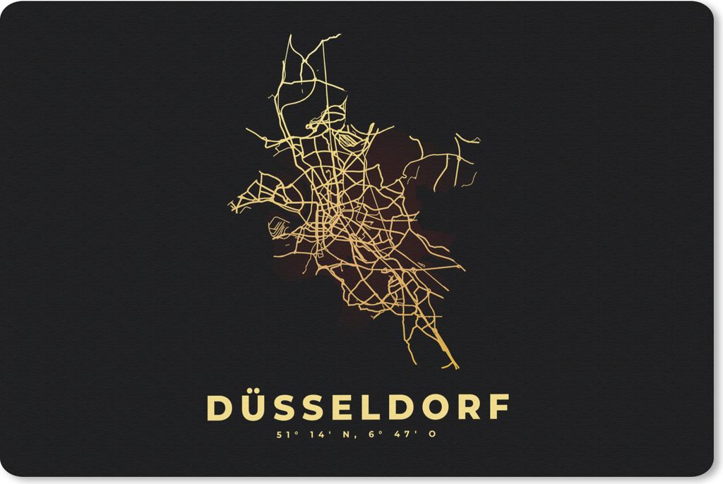 MuchoWow Mauspad Mousepad Gold - Düsseldorf - Karte - Stadtplan - Wegbeschreibung 27x18 cm - Mousepads - Maus Mat - Pad - Mausunterlage - Büroa...