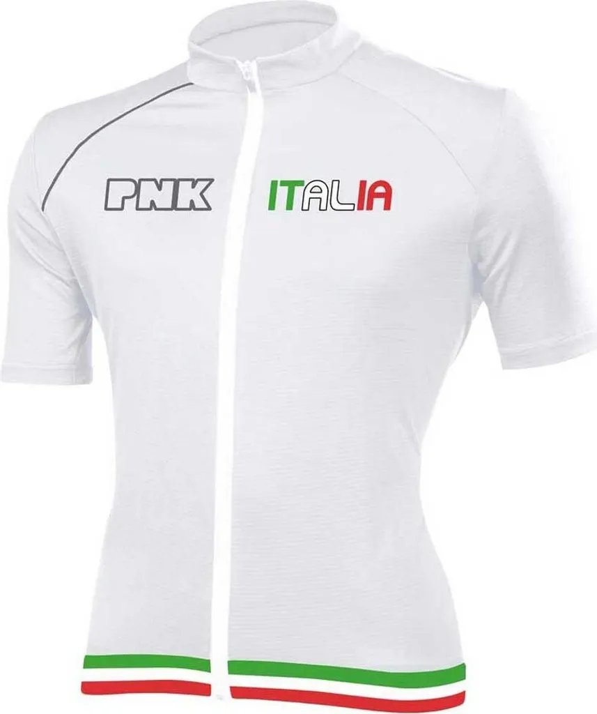 Maillot Vélo Pnk Italia Blanc L Anti-Transpiration Homme Manches Courtes