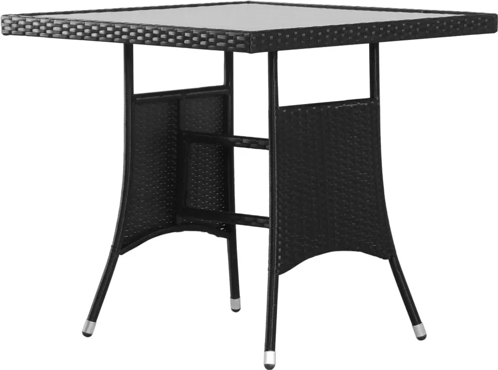 Tavolino Quadrato 80x80 Nero da Giardino in Rattan - Arredo Casa