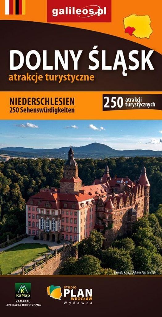 Niederschlesien - Sehenswürdigkeiten (Polnisch-Deutsche Version). Straßen- und Touristenkarte. Ausgabe 2025. Galileos