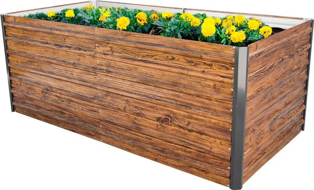 Jardinière Strend Pro Garden 200x100x77cm en Métal Design Aspect Bois