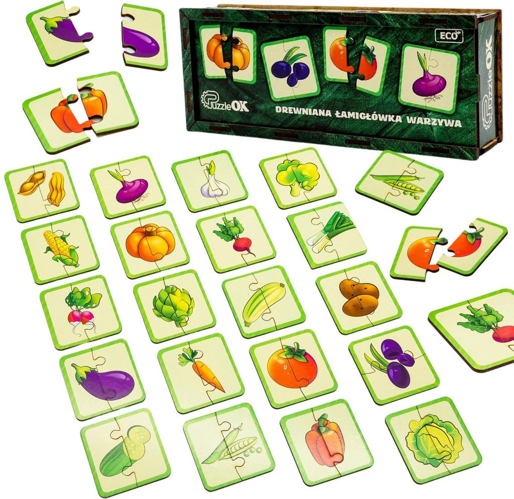 Hölzernes Gemüse-Denkspiel-Puzzle-Set zum Verbinden von Hälften Puz-95963