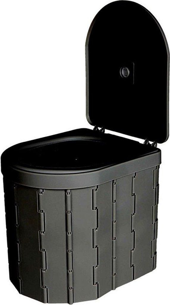 Portable-Reise-WC - 30x33 Zentimeter - Einlegbar - Durchlüftungsschutz - Tiefschwarz - Außenbetrieb - Wanderruhe