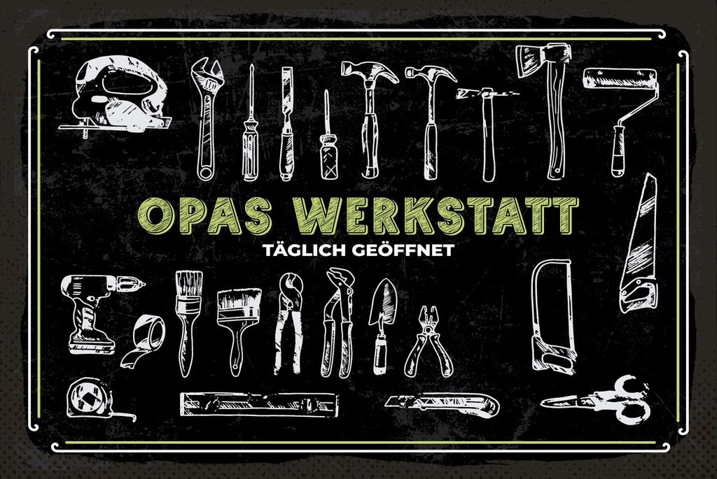 vianmo Holzschild 20x30 cm Opas Werkstatt täglich geöffnet Werkzeug