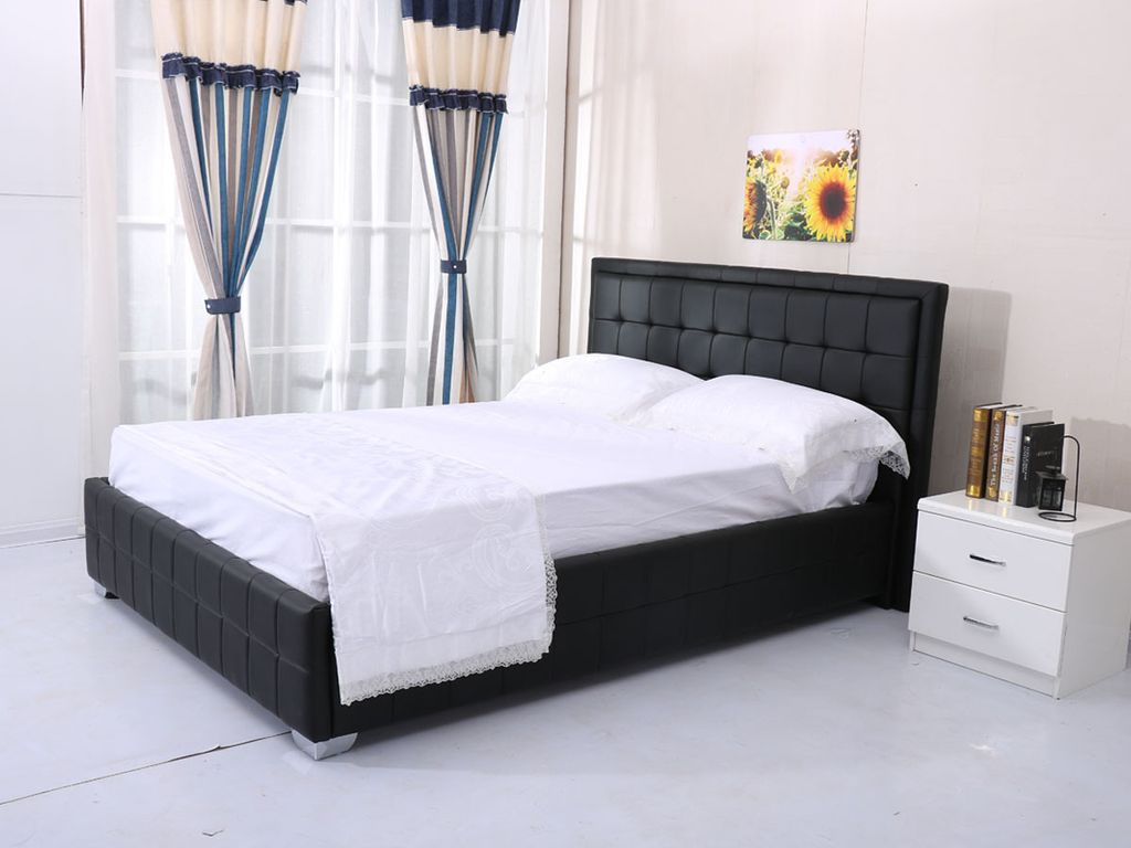 Set Bett + Fekernmatratze "Alex" - 140 x 190 cm - schwarz