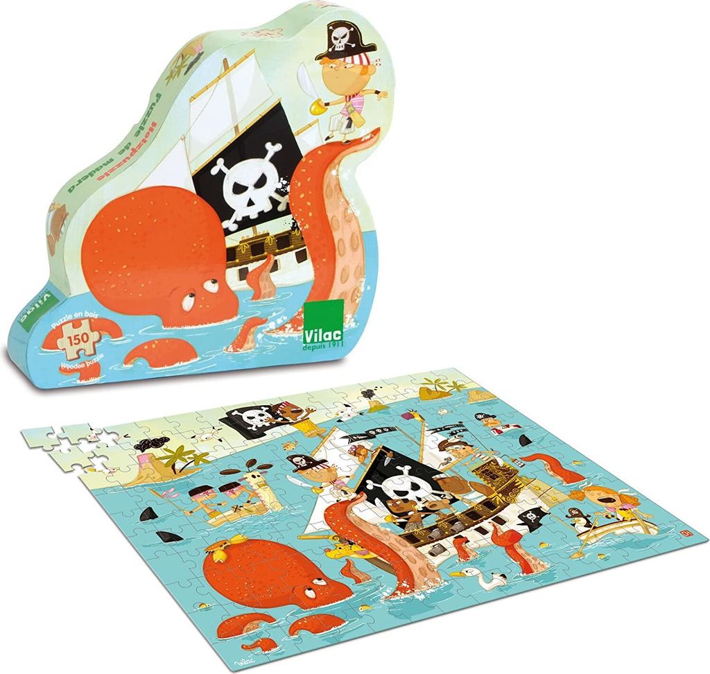 Vilac Holzpuzzle, Pirat, 40 x 30,5 cm, 150 Teile
