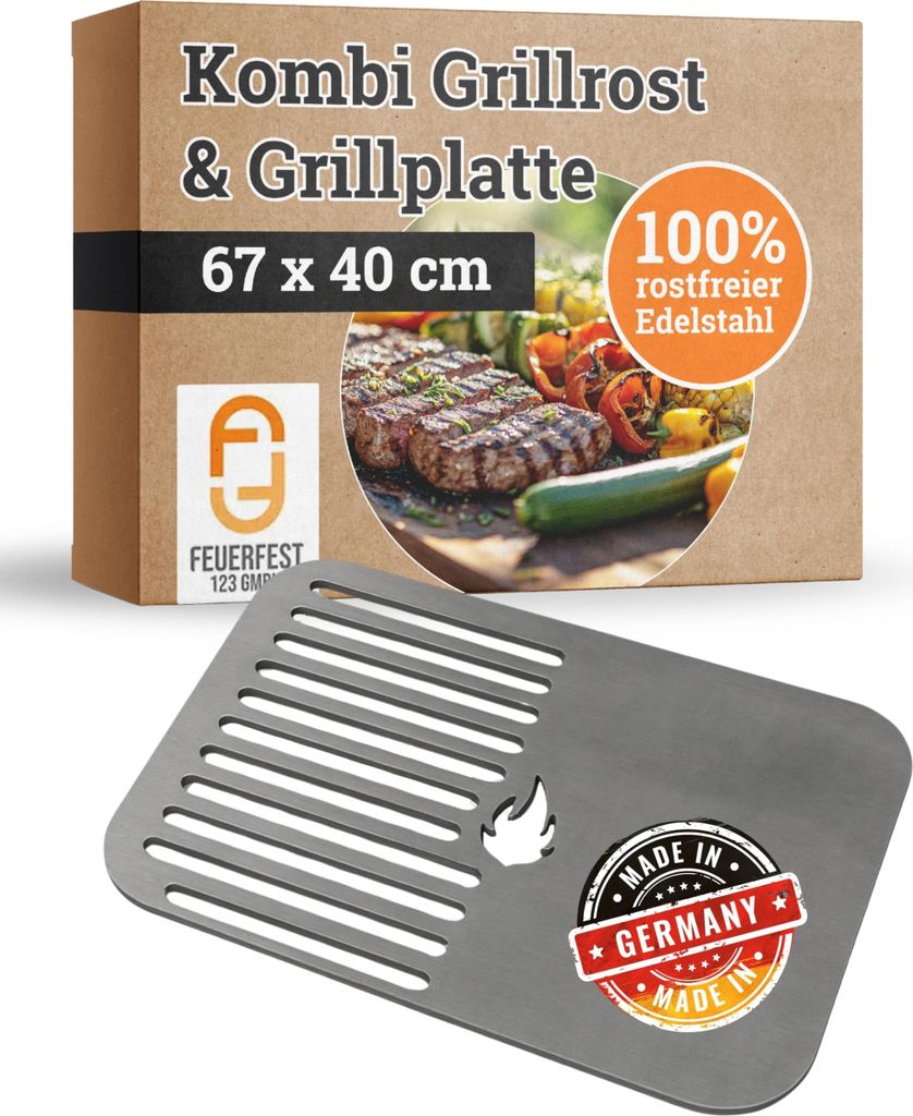 Kombi Grillrost & Grillplatte 67 x 40 cm