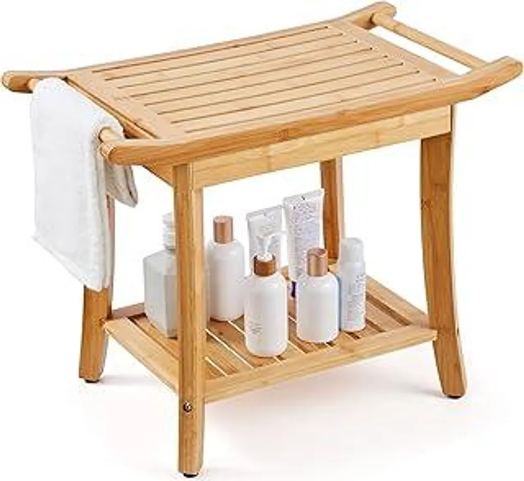 Panchina da Doccia VEVOR in Bambù Naturale | Comfort Spa 61x35x48cm