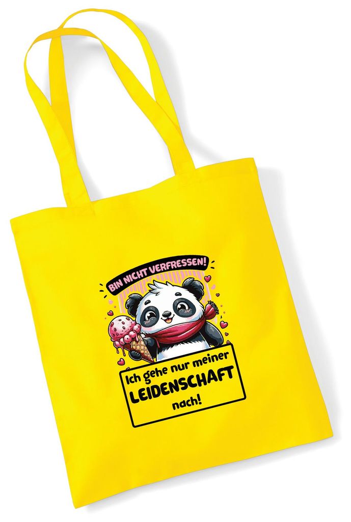 Huuraa Jutebeutel Verfressen, gehe Leidenschaft nach Pandabär 10 Liter Yellow Baumwolle Tasche Geschenkidee