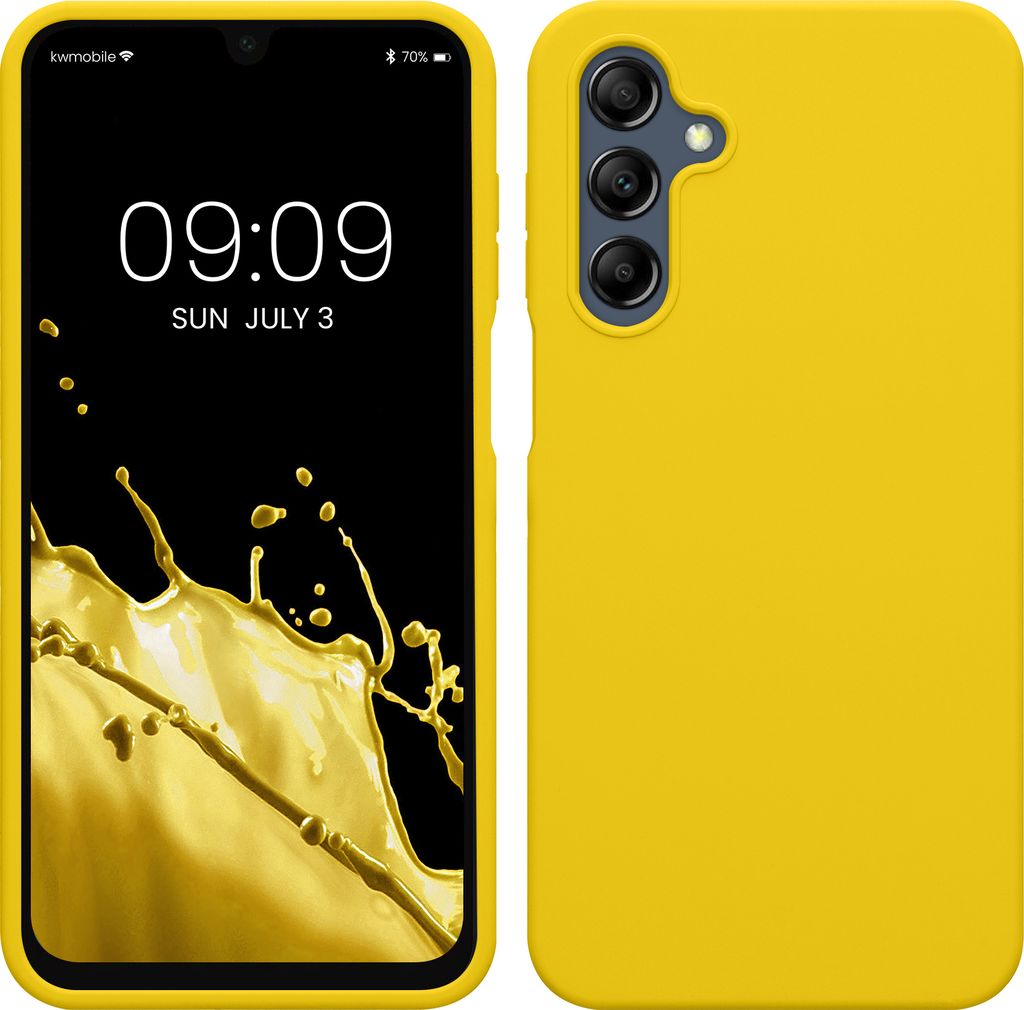 kwmobile Hülle kompatibel mit Samsung Galaxy A16 5G Hülle - Silikon Handy Case - Handyhülle weiche Oberfläche - kabelloses Laden - Strahlend Gelb