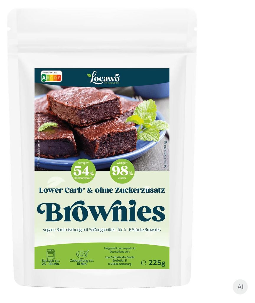 Locawo Low Carb Brownies | Backmischung 225g Produktbild 