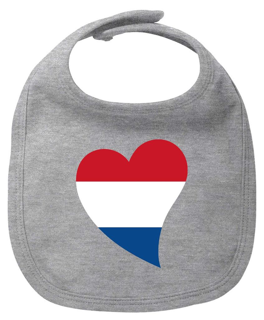 Huuraa Baby Lätzchen Niederlande Flagge Herz Heather Grey Klettverschluss Baumwolle Latz Geschenkidee