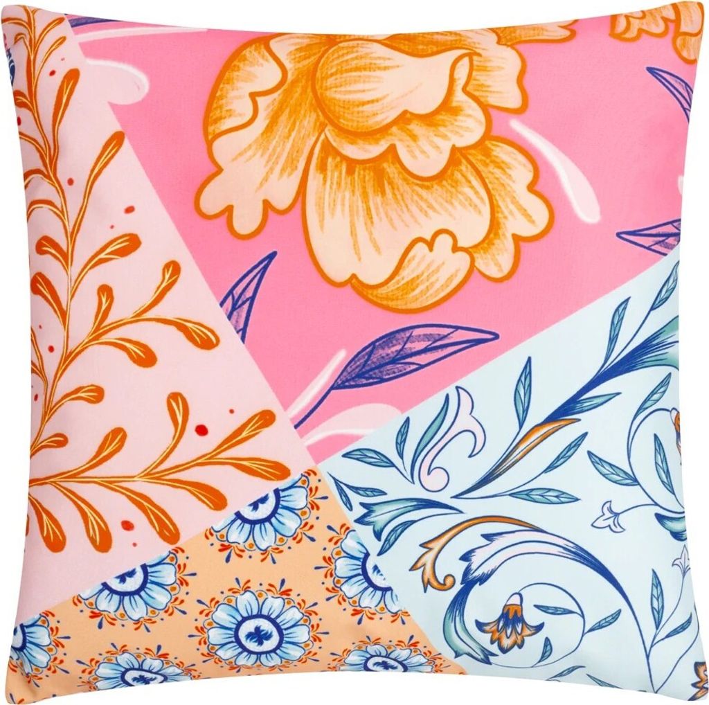 Furn - Abstrakt Blumen - Kissenbezug für draußen "Melhoun" RV3099 (43 cm x 43 cm) (Bunt)
