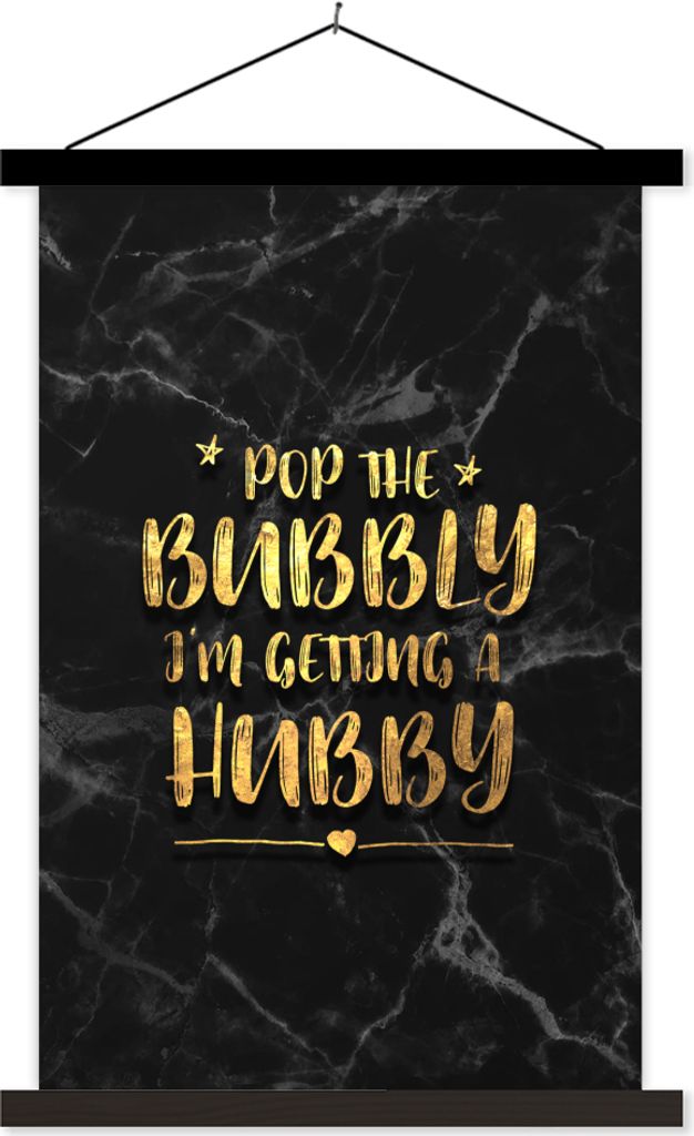 MuchoWow Textilposter Zitate - Braut zu sein - Gold - Marmor 60x90 cm mit schwarzem Rahmen - Poster Wohnzimmer