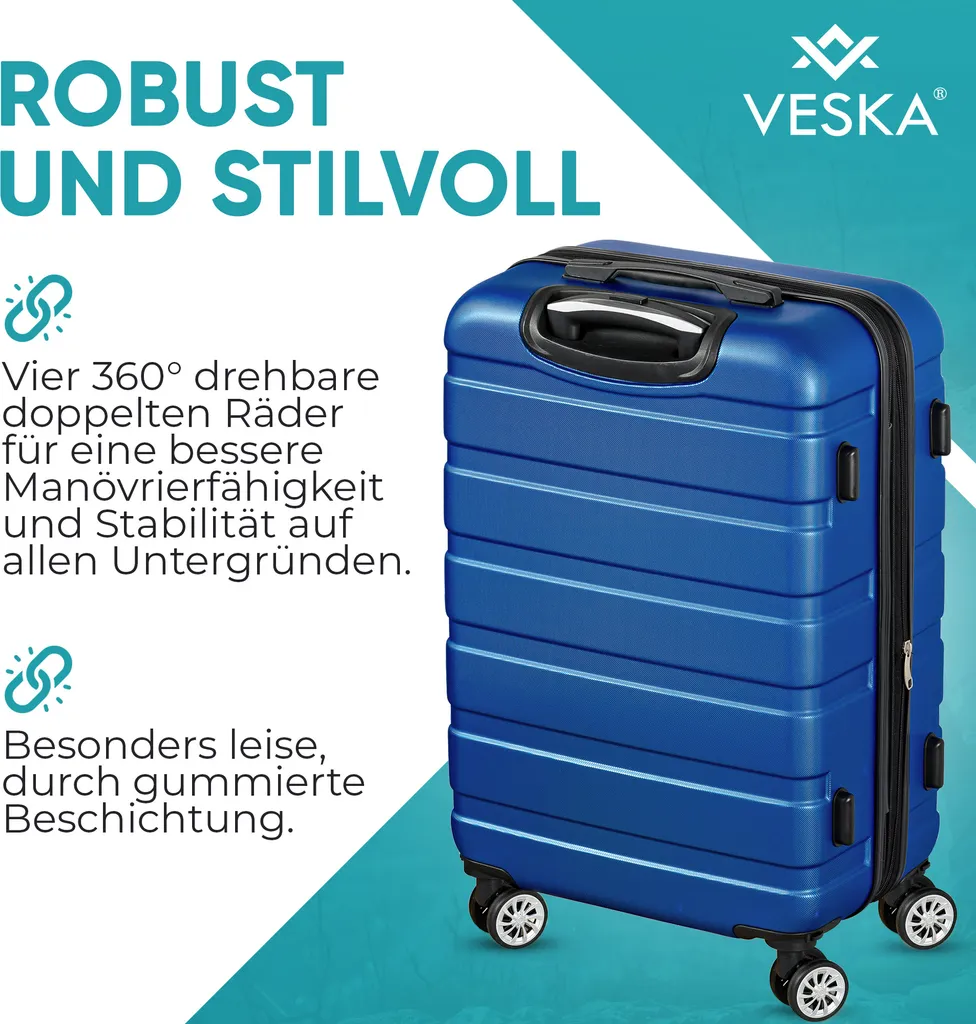 Set valise coque dure ABS avec serrure TSA et 4 roulettes multidirection - 3