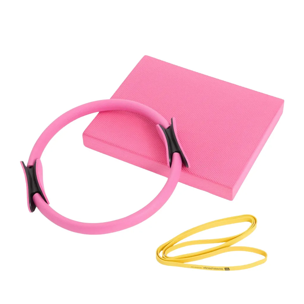Pack Pilates Rose Anti-Douleurs de Dos avec Anneau et Coussin Équilibre