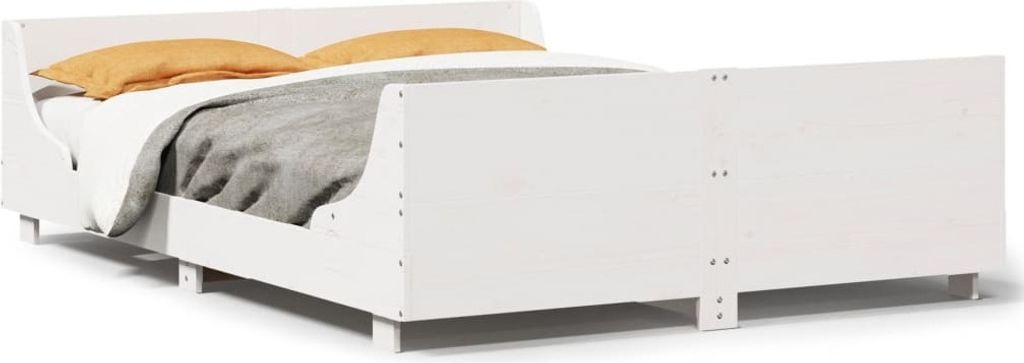 Maison Exclusive - Massivholzbett ohne Matratze Weiß 135x190 cm Kiefernholz