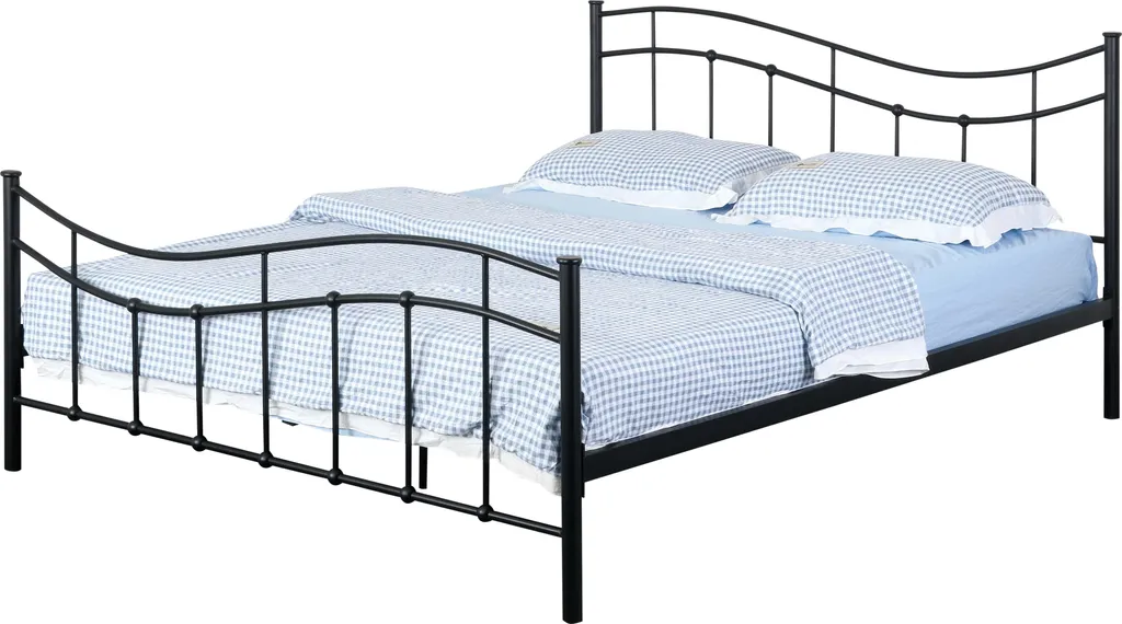 Lit double 140x200 Odile métal noir idéal pour petite chambre adulte